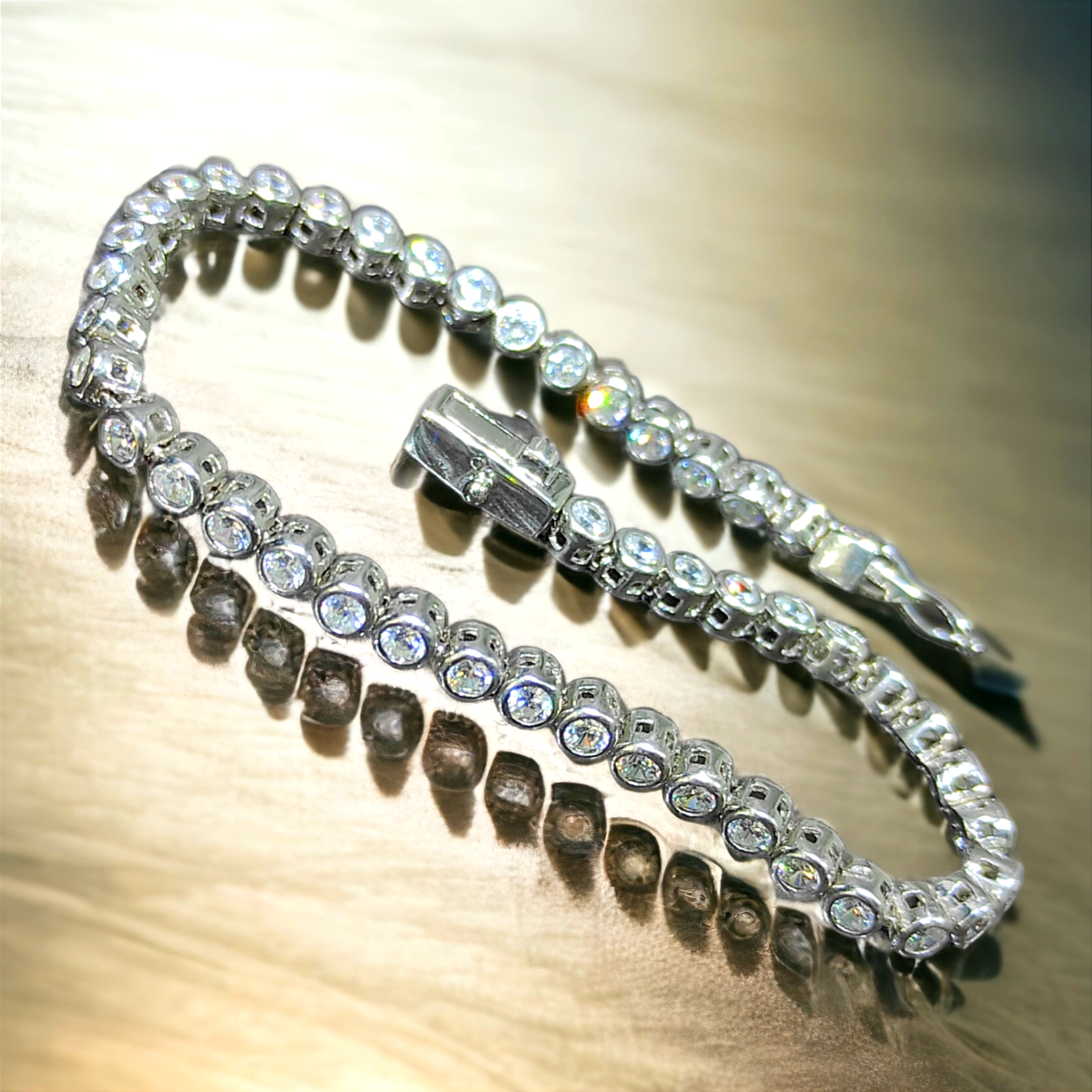 Swarovski Taşlı Altın Kaplamalı 2 mmGümüş Suyolu Bileklik