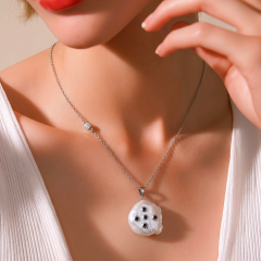 Barok İnci,Safir Taşlı Gümüş Tek Tasarım İthal Kolye