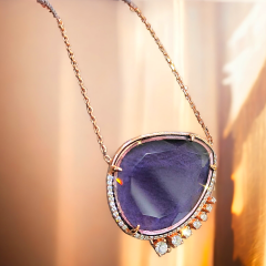 Ametist Taşlı Rose Gümüş Kolye