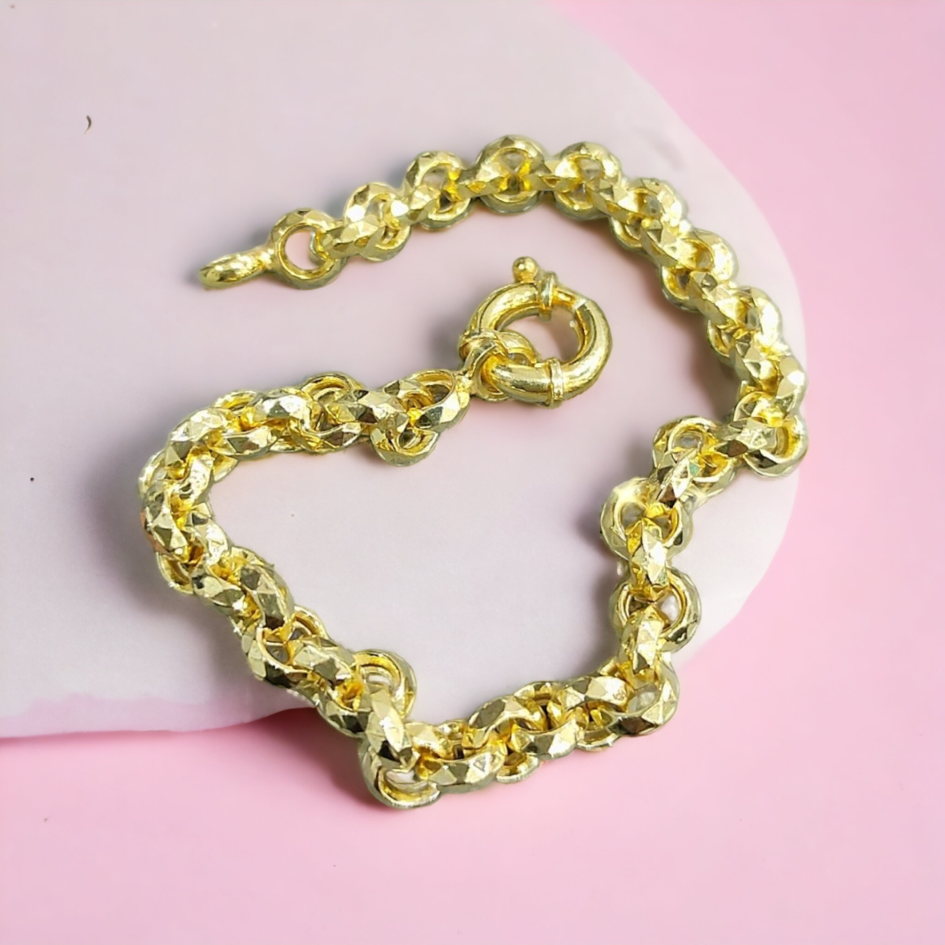 Halka Model Lazerli Altın Kaplamalı Gümüş Bileklik