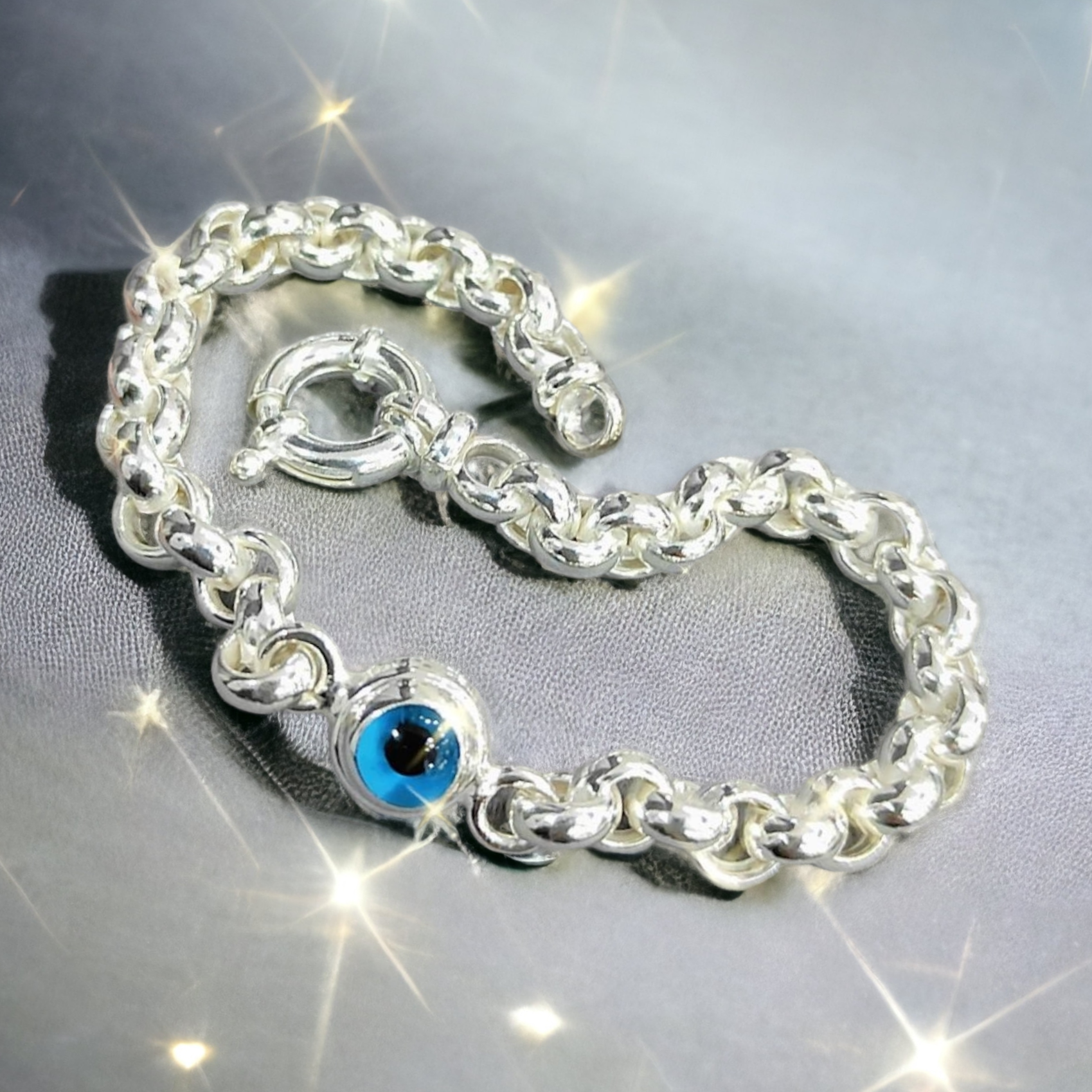 Nazarlık Halka Model Altın Kaplamalı Gümüş Bileklik