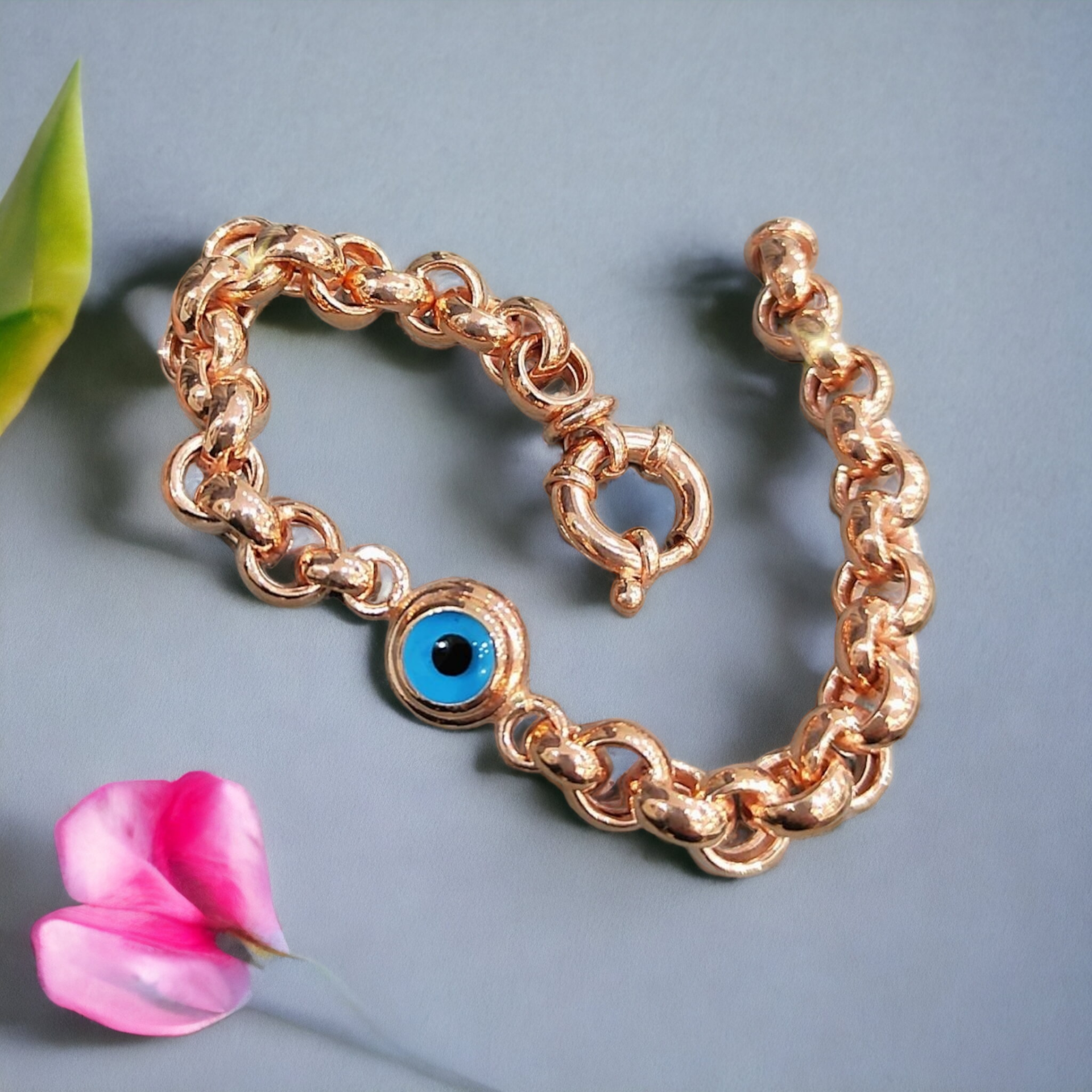 Nazar Model Rose Halka Gümüş Bileklik