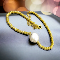 Barok İnci Altın Kaplamalı Dorica Gümüş Bileklik