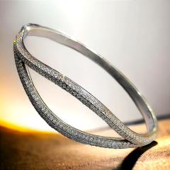 Swarovski Taşlı, Altın kaplama Pırlanta İşçiliği Gümüş Bilezik