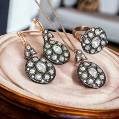 Elmas Monturlu, Altın Kaplamalı Rose Gümüş Set