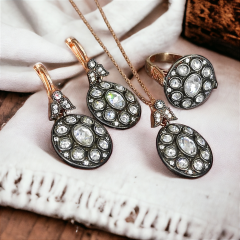 Elmas Monturlu, Altın Kaplamalı Rose Gümüş Set