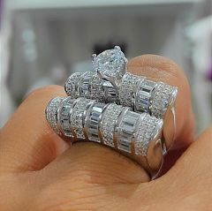 Swarovski Taşlı, Altın Kaplamalı Gümüş Yüzük set