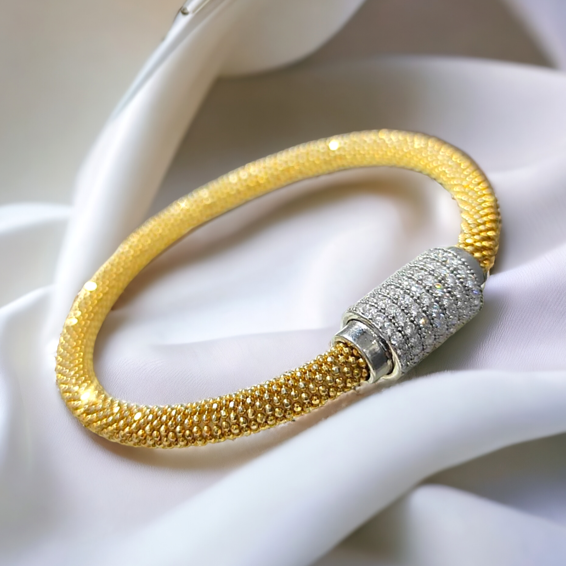 Swarovski Taşlı italyan Gümüş gold Bilezik