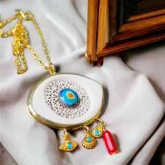 Özel Tasarim Gümüş Üzeri Altın kaplama Nazar Kolye