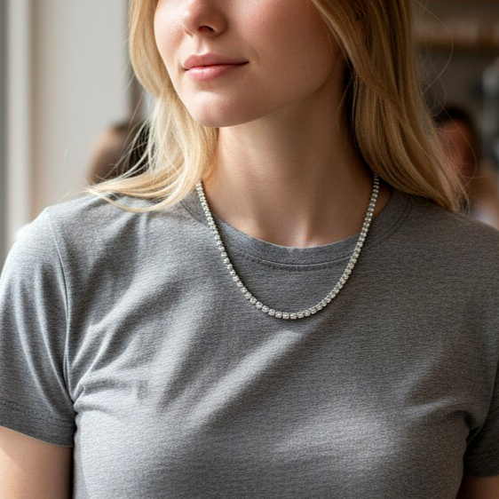 Mozanit Taşlı,3 MM mm Altın kaplamalı,Kararmayan Gümüş suyolu Kolye