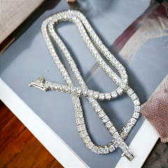 Mozanit Taşlı,3 MM mm Altın kaplamalı,Kararmayan Gümüş suyolu Kolye