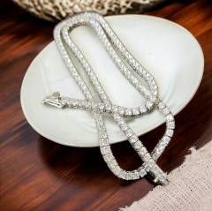 Mozanit Taşlı,3 MM mm Altın kaplamalı,Kararmayan Gümüş suyolu Kolye