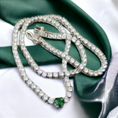 3 mm Zümrüt taşlı, Altın kaplamalı, İthal  Suyolu Kolye