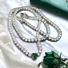 3 mm Zümrüt taşlı, Altın kaplamalı, İthal  Suyolu Kolye