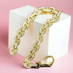 Halat Model, Altın Gold kaplamalı Gümüş İthal Bileklik