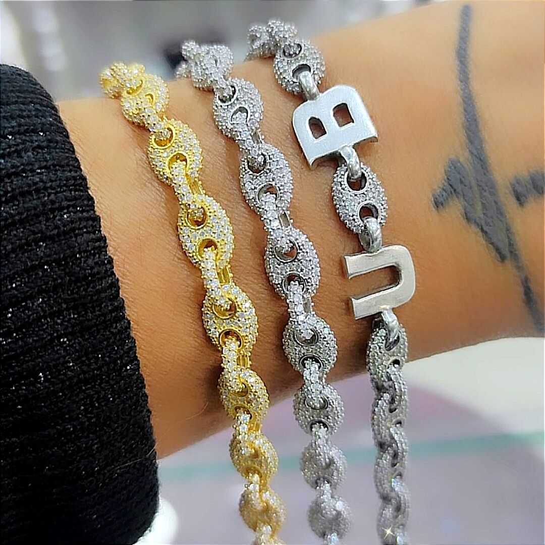 Halat Model, Altın Gold kaplamalı Gümüş İthal Bileklik