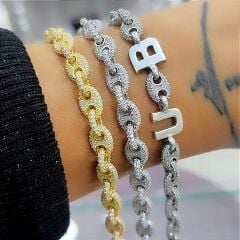 Halat Model, Altın Gold kaplamalı Gümüş İthal Bileklik