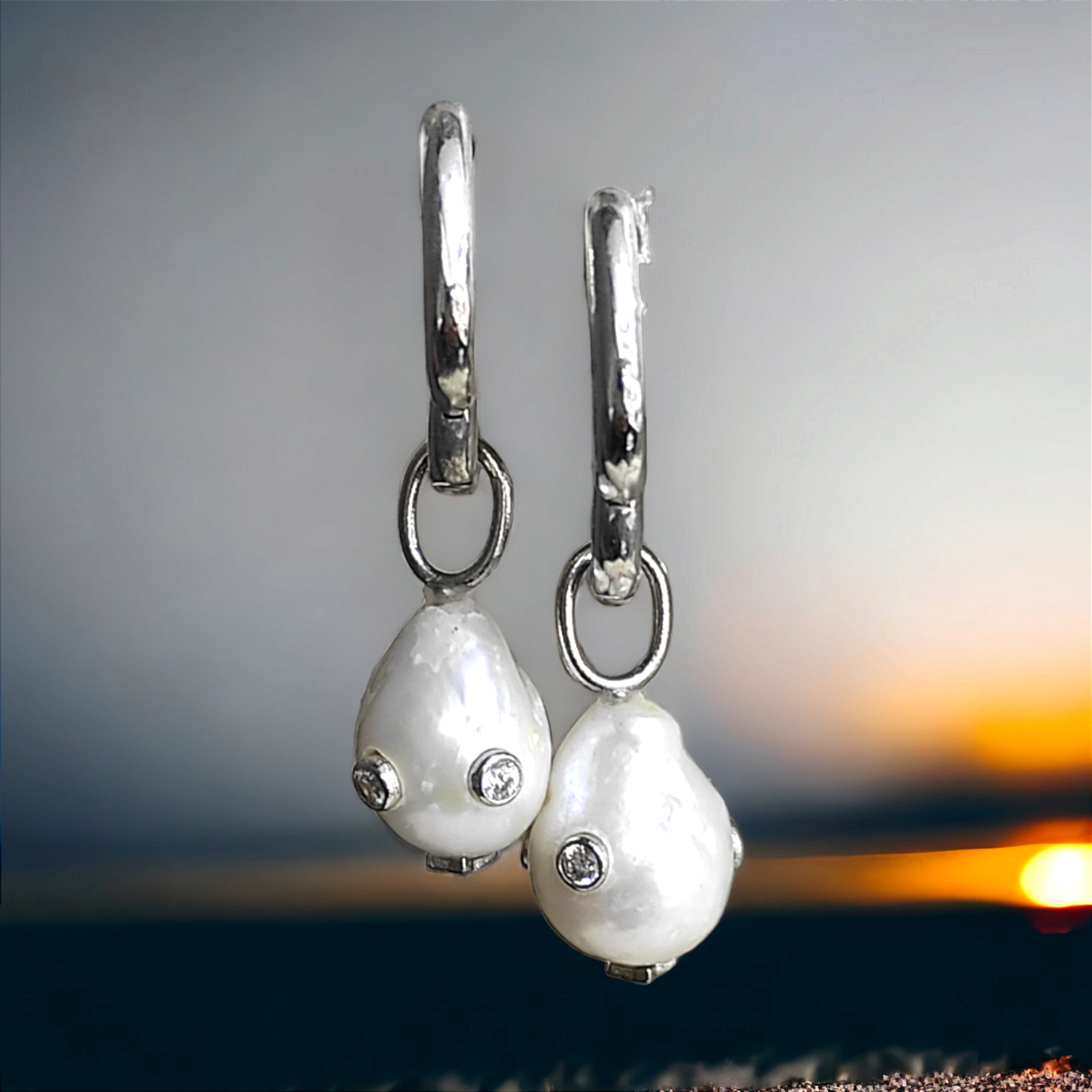 Barok İnci, Altın Kaplamalı,İthal Gümüş Küpe