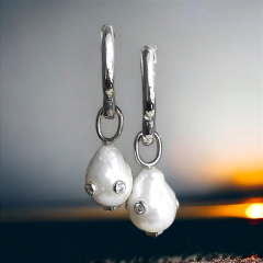 Barok İnci, Altın Kaplamalı,İthal Gümüş Küpe