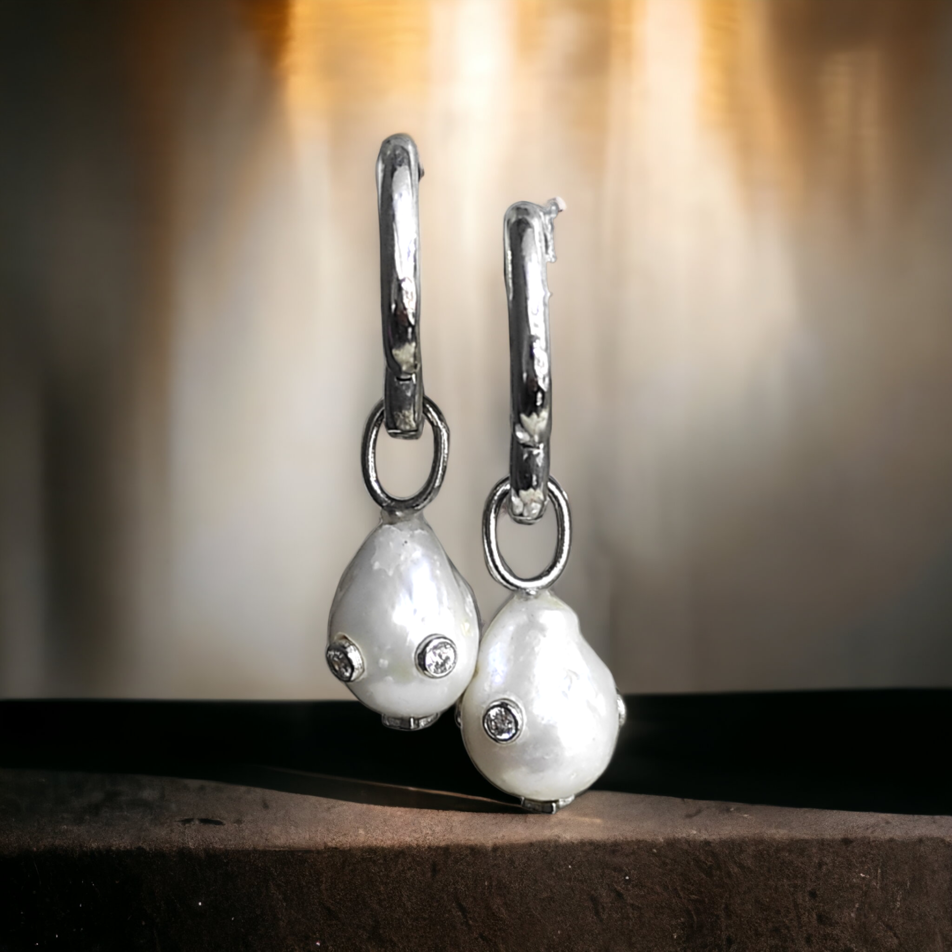 Barok İnci, Altın Kaplamalı,İthal Gümüş Küpe