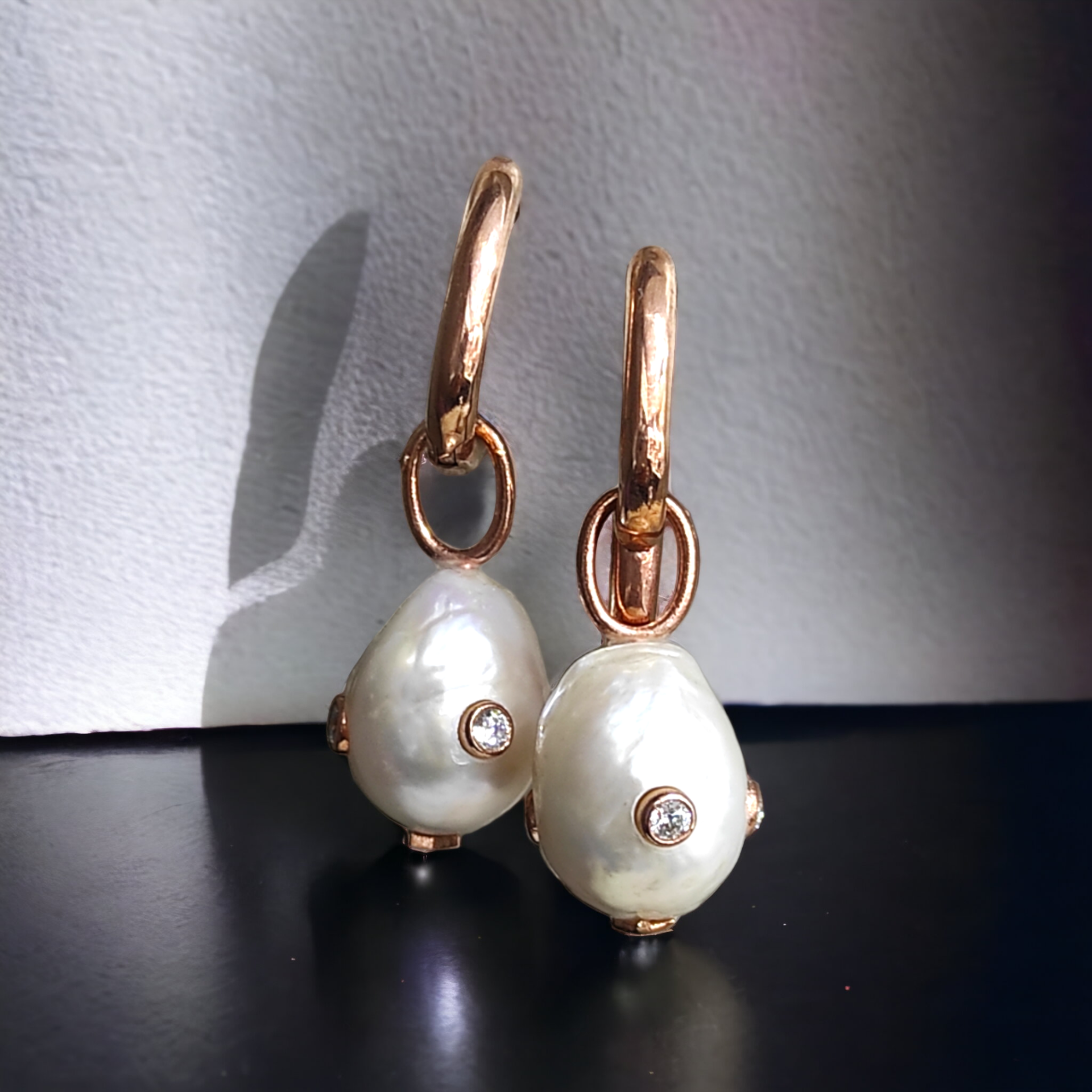 Barok incili,Rose Altın kaplamalı Gümüş İthal Küpe