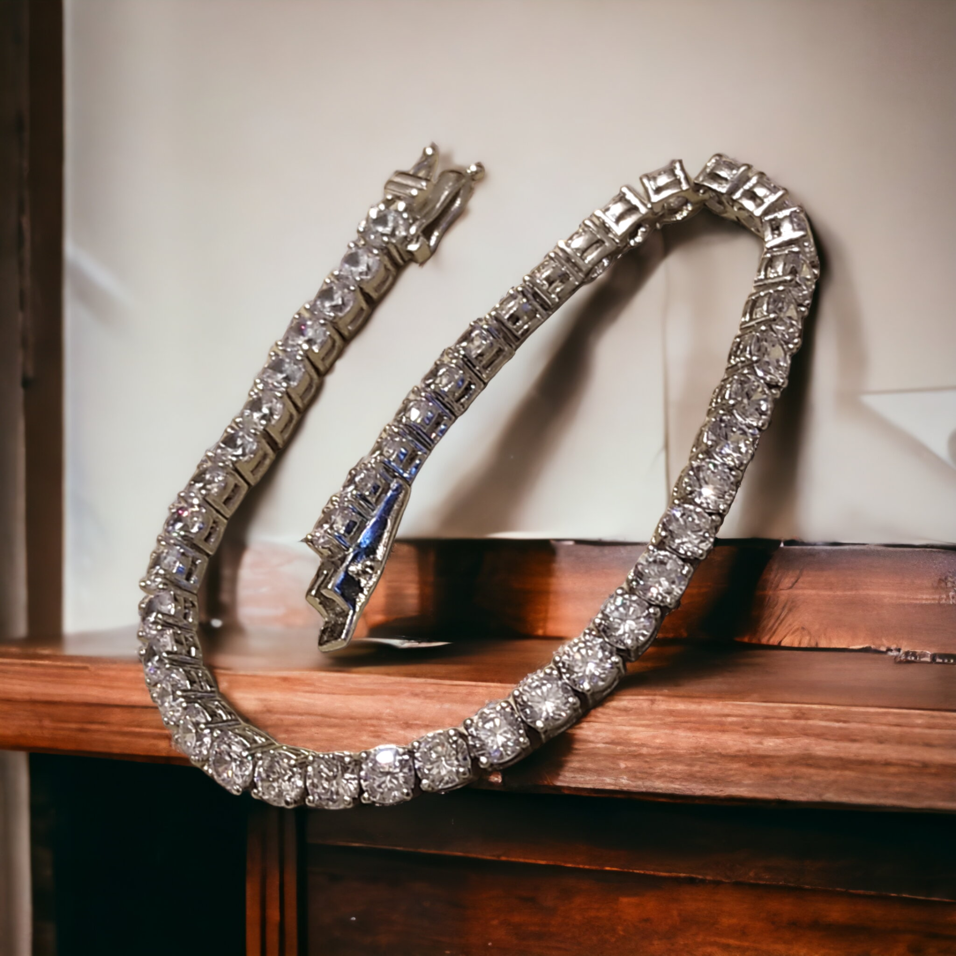 Swarovski Taşlı, Altın kaplamalı 4 mm Gümüş Suyolu Bileklik