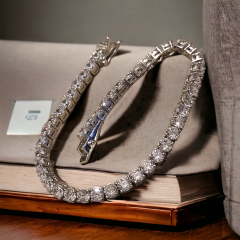 Swarovski Taşlı, Altın kaplamalı 4 mm Gümüş Suyolu Bileklik