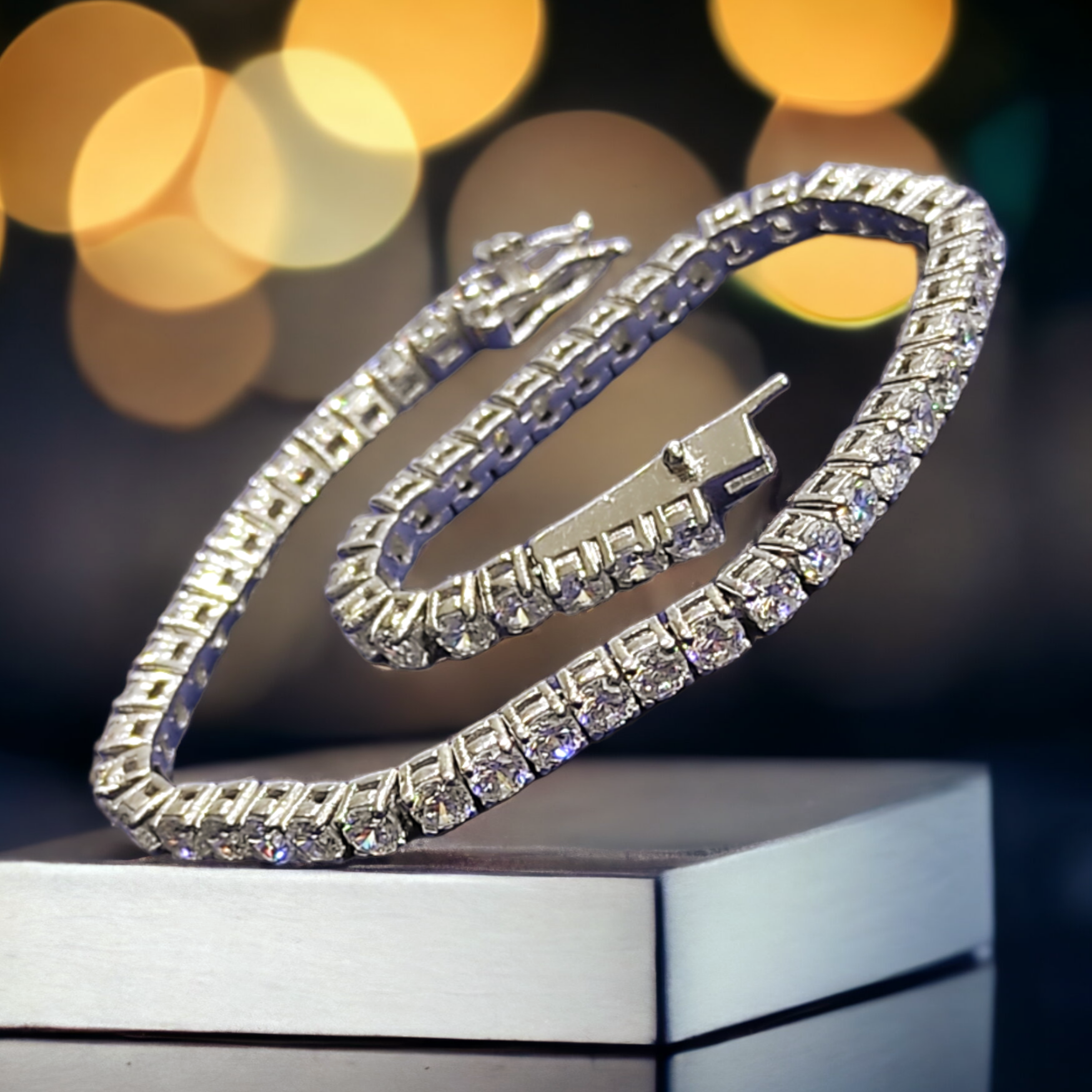 Swarovski Taşlı, Altın Kaplamalı 3 mm Gümüş suyolu Bileklik