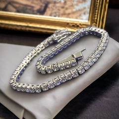 Swarovski Taşlı, Altın Kaplamalı 3 mm Gümüş suyolu Bileklik