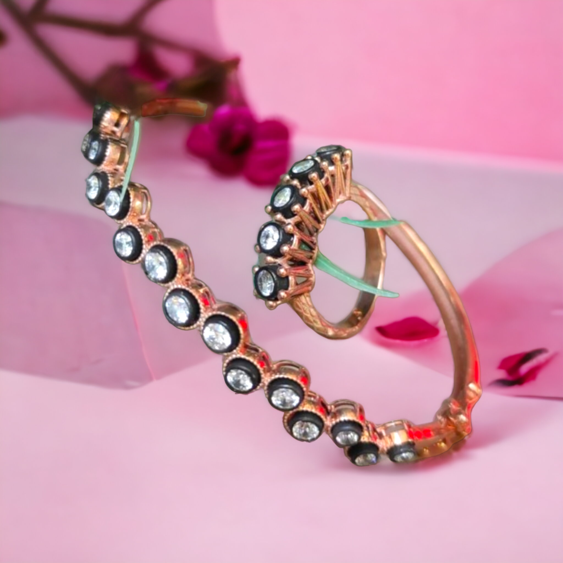 Elmas işçiliği, Altın kaplamalı, Gümüş Bilezik ve Yüzük kombin