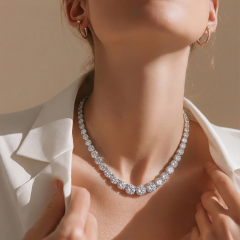 Swarovski Taşlı, Süzme Altın Kaplamalı Gümüş Suyolu Kolye