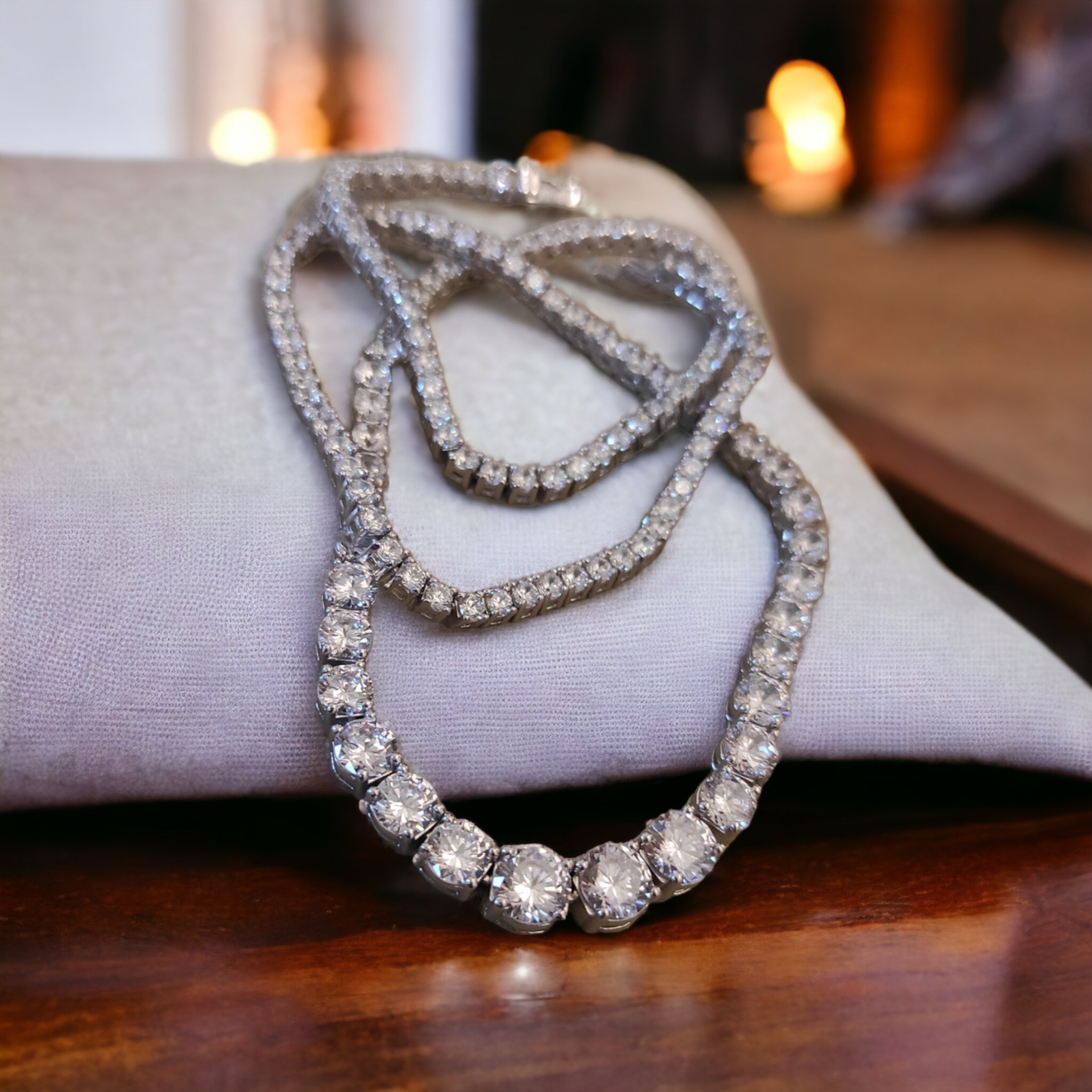 Swarovski Taşlı, Süzme Altın Kaplamalı Gümüş Suyolu Kolye