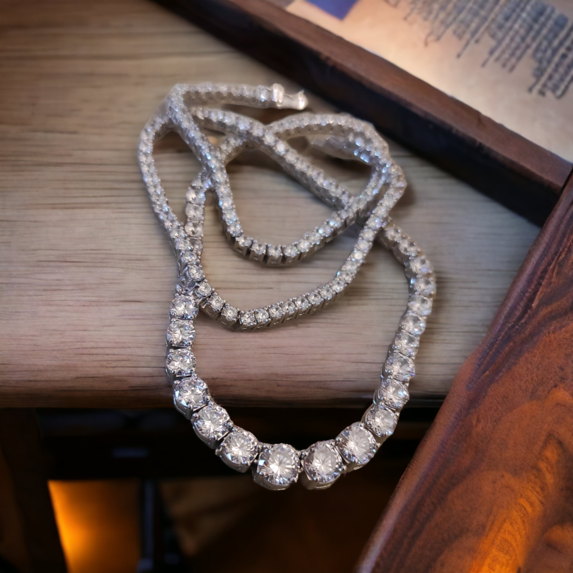 Swarovski Taşlı, Süzme Altın Kaplamalı Gümüş Suyolu Kolye